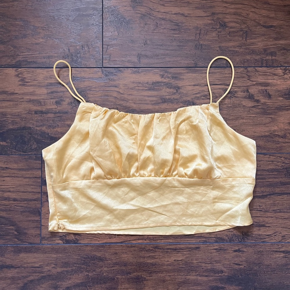 Shein Yellow Satin Top